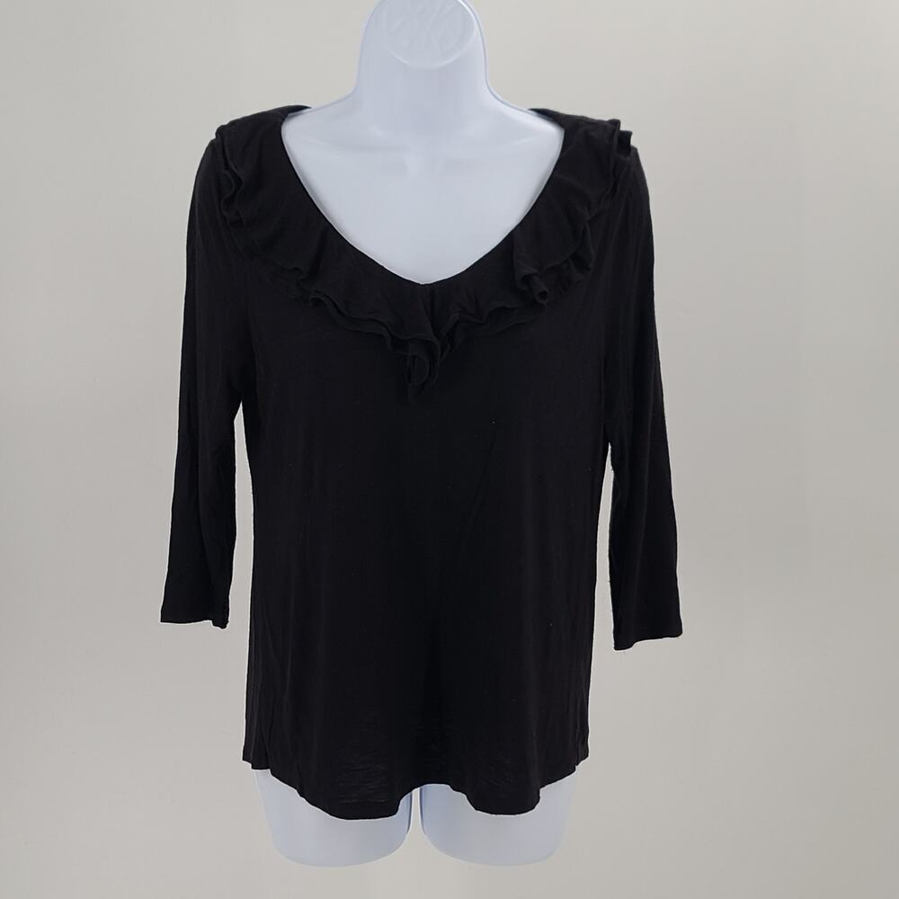 White House Black Market women's ruffle neck blouse black Size small Whimsigoth